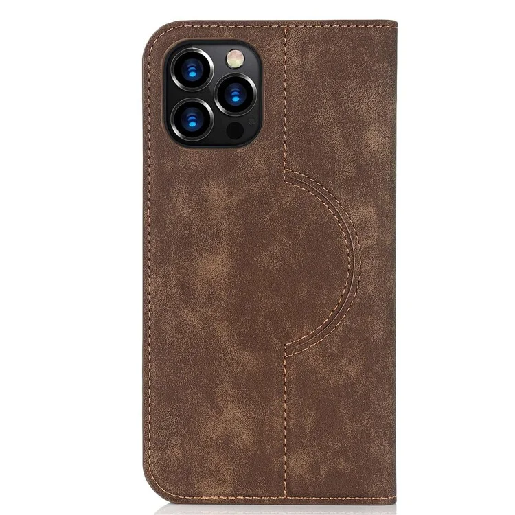 Para Iphone 12 Pro Máximo de 6,7 Polegadas PU Catador Cabe - Marrom Claro