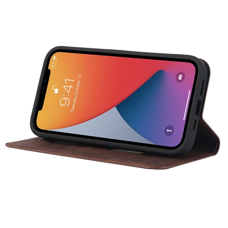 Para Iphone 12 Pro Máximo de 6,7 Polegadas PU Catador Cabe - Marrom Claro