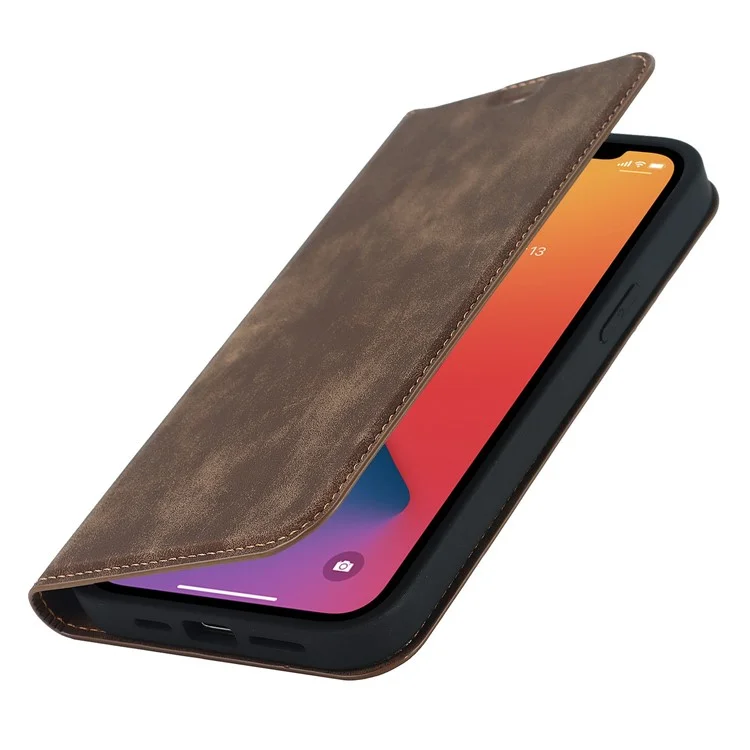 Para Iphone 12 Pro Máximo de 6,7 Polegadas PU Catador Cabe - Marrom Claro