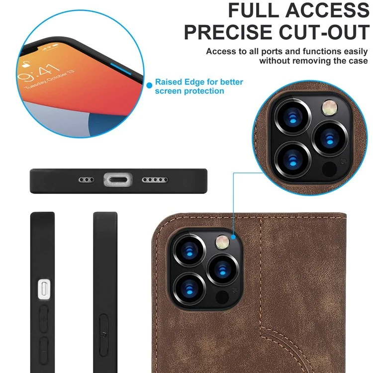 Para Iphone 12 Pro Máximo de 6,7 Polegadas PU Catador Cabe - Marrom Claro