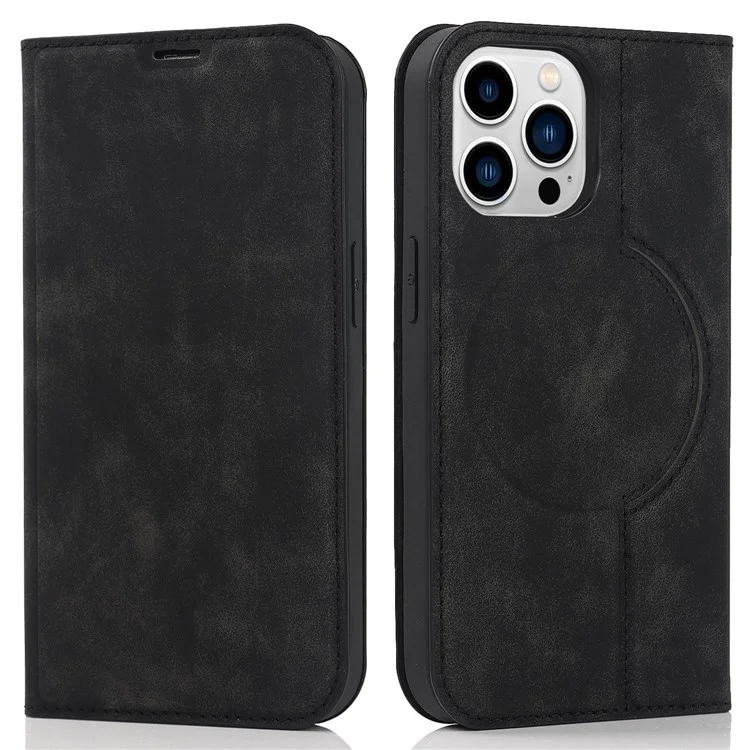 Per iPhone 13 Pro 6.1 pollici RFID Blocking Phone Cover PU Leather Card Holder Stand Case Compatibile con MagSafe Charging - Nero