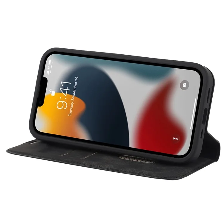 Per iPhone 13 Pro 6.1 pollici RFID Blocking Phone Cover PU Leather Card Holder Stand Case Compatibile con MagSafe Charging - Nero