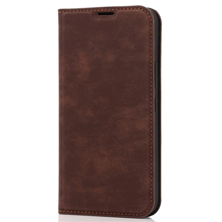 For Samsung Galaxy S22 5G Shockproof RFID Blocking PU Leather Phone Case Auto Closing Magnetic Anti-scratch Phone Cover - Dark Brown