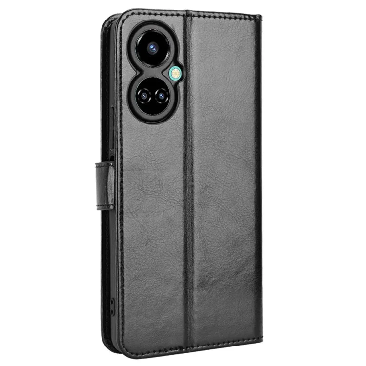 Per Tecno Camon 19 Pro 4G Crazy Horse Texture PU Leather+TPU Copertura Perchira di Processo Perchiale Polletto Cella Cello - Nero