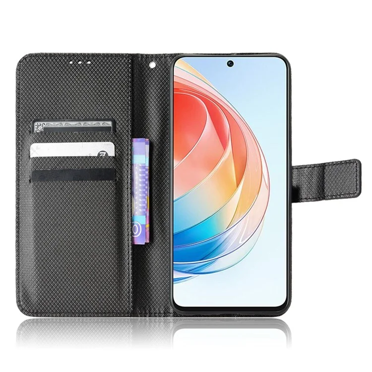 Per Onore X40i 5g a Prova di Goccia Flip Whatet Case di Diamante Ben Protetta Porta di Supporto Per Copertina in Pelle PU Con Cinturino da Polso - Nero