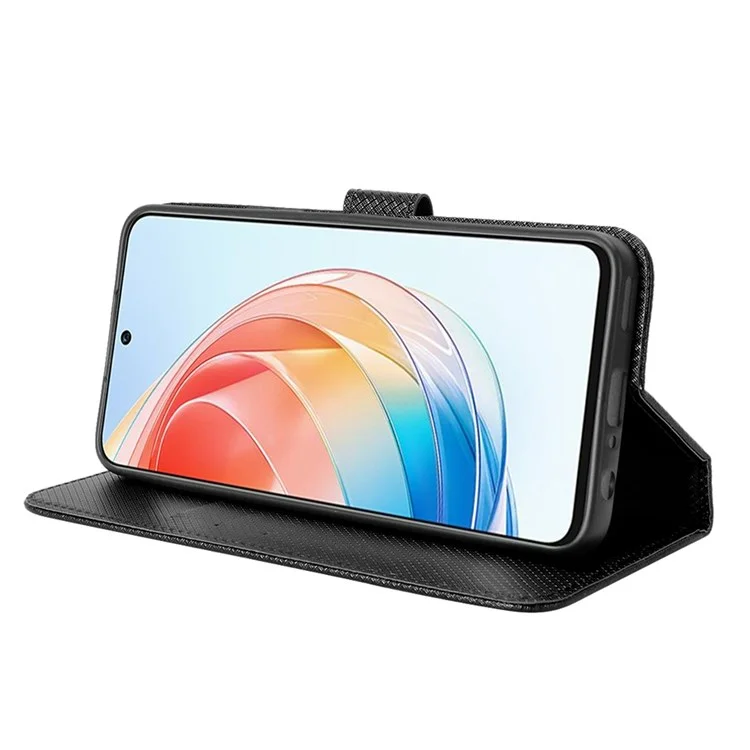Per Onore X40i 5g a Prova di Goccia Flip Whatet Case di Diamante Ben Protetta Porta di Supporto Per Copertina in Pelle PU Con Cinturino da Polso - Nero