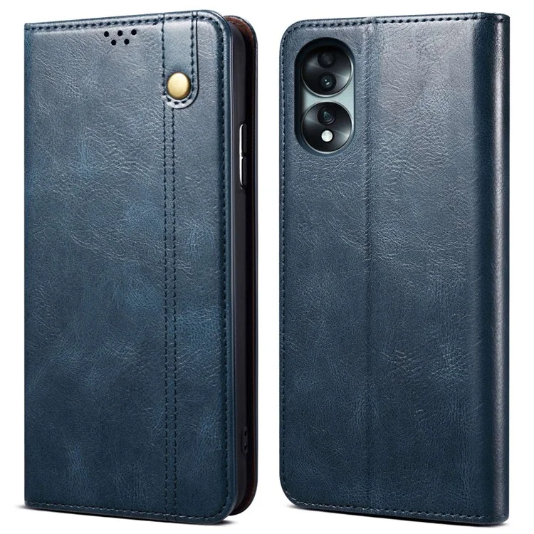 Pour Honor 70 5G Coque de téléphone portable antichoc, texture de cuir de cheval sauvage, support anti-rayures en PU - Bleu