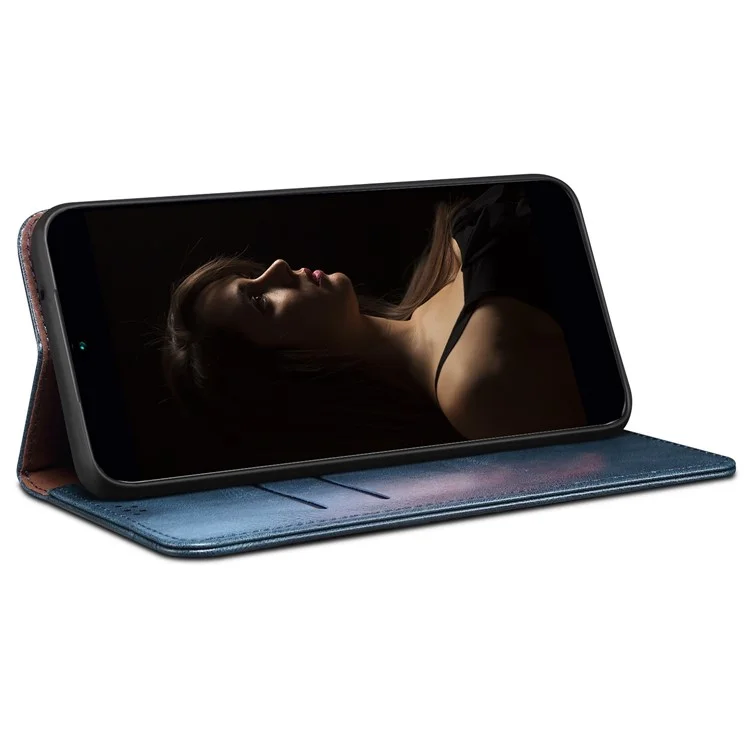 Pour Honor 70 5G Coque de téléphone portable antichoc, texture de cuir de cheval sauvage, support anti-rayures en PU - Bleu