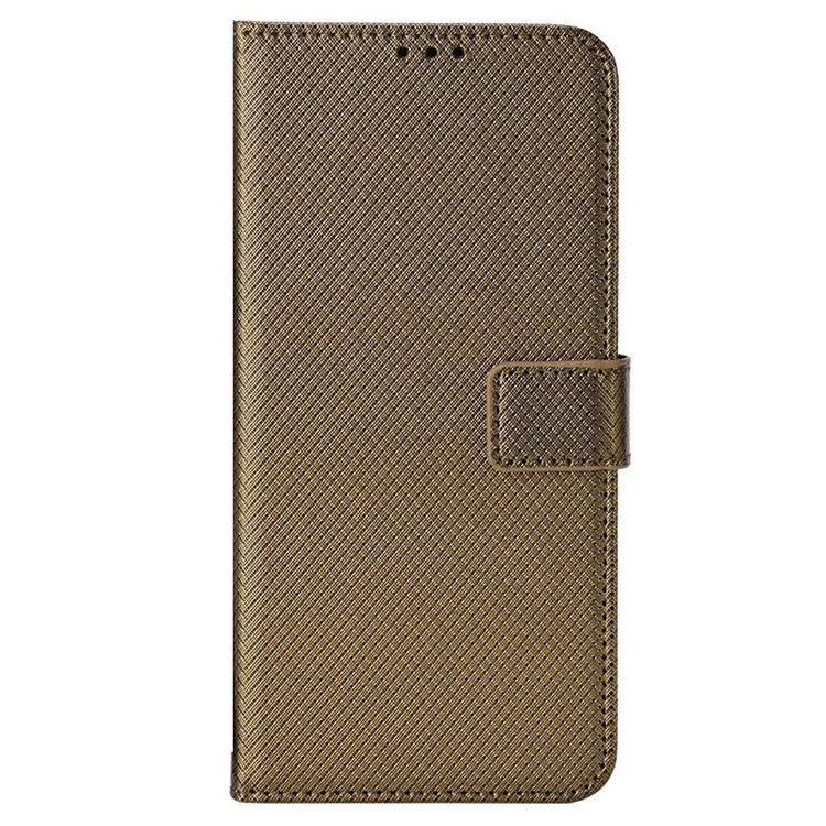 For HTC Desire 22 Pro 5G Drop-proof Phone Flip Wallet Case Non-slip Grip Diamond Texture PU Leather Cover Stand Card Holder with Wrist Strap - Brown