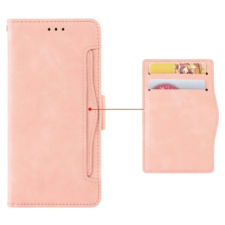 For HTC Desire 22 Pro 5G Bump Proof PU Leather Flip Wallet Case Multiple Card Slots Stand Magnetic Mobile Phone Cover - Pink