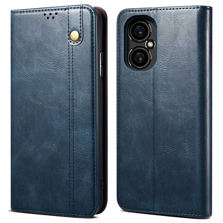 Anti-drop Waxy Crazy Horse Texture Phone Case per Xiaomi Poco M4 5G, Custodia Portafoglio in Pelle PU a Chiusura Magnetica con Supporto - Blu