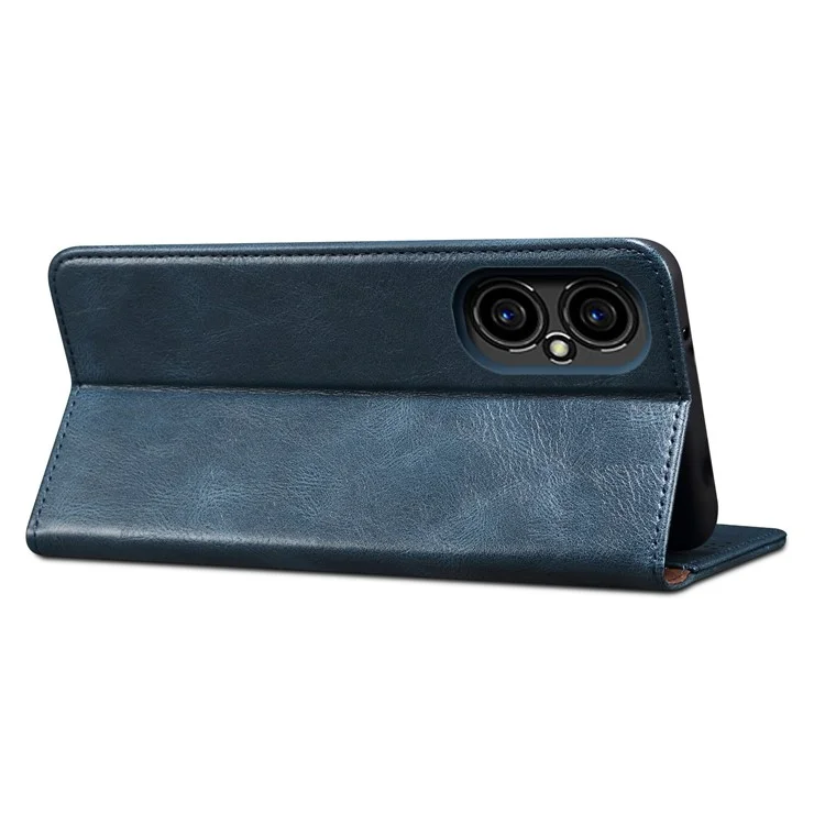 Anti-drop Waxy Crazy Horse Texture Phone Case per Xiaomi Poco M4 5G, Custodia Portafoglio in Pelle PU a Chiusura Magnetica con Supporto - Blu