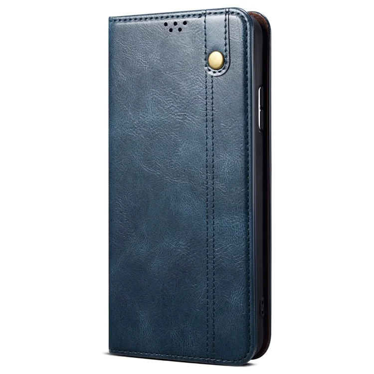 Anti-drop Waxy Crazy Horse Texture Phone Case per Xiaomi Poco M4 5G, Custodia Portafoglio in Pelle PU a Chiusura Magnetica con Supporto - Blu