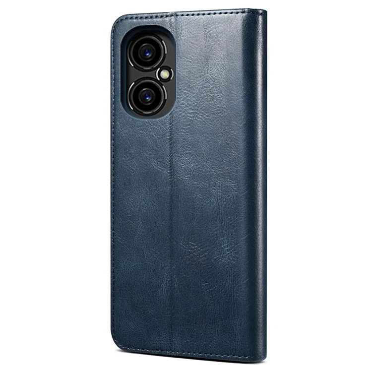 Anti-drop Waxy Crazy Horse Texture Phone Case per Xiaomi Poco M4 5G, Custodia Portafoglio in Pelle PU a Chiusura Magnetica con Supporto - Blu
