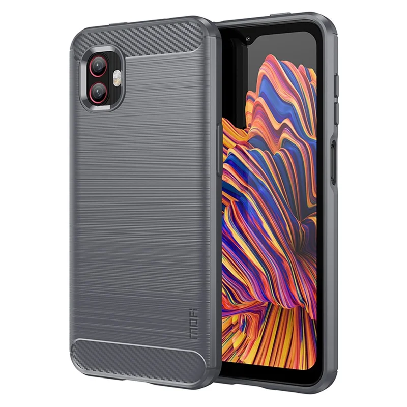 MOFI JK TPU Series-1 for Samsung Galaxy Xcover6 Pro 5G / Xcover Pro 2 5G Brushed Surface Carbon Fiber Phone Case Flexible TPU Anti-wear Anti-fingerprint Protector - Grey