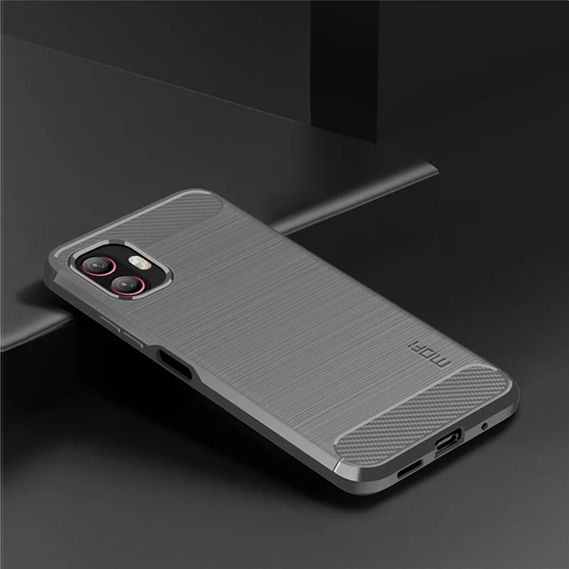MOFI JK TPU Series-1 for Samsung Galaxy Xcover6 Pro 5G / Xcover Pro 2 5G Brushed Surface Carbon Fiber Phone Case Flexible TPU Anti-wear Anti-fingerprint Protector - Grey