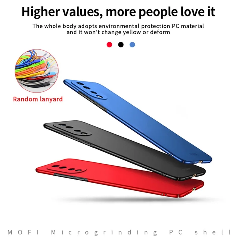MOFI JK PC Series-1 Shield for Honor 70 5G Wear-resistant Matte Hard PC Back Case Well-protected Phone Cover with Strap - Blue