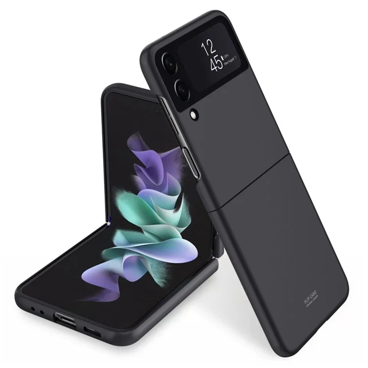 For Samsung Galaxy Z Flip4 5G Scratch Resistant Hard PC Phone Case Rubberized Matte Protective Cover - Black