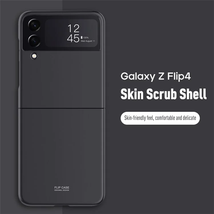 For Samsung Galaxy Z Flip4 5G Scratch Resistant Hard PC Phone Case Rubberized Matte Protective Cover - Black