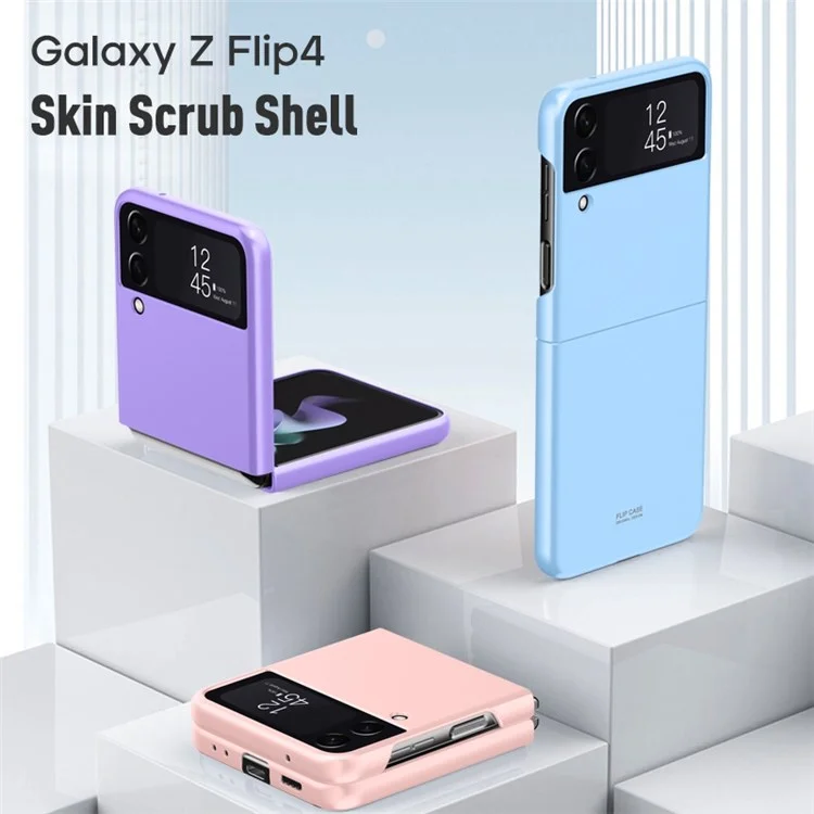 For Samsung Galaxy Z Flip4 5G Scratch Resistant Hard PC Phone Case Rubberized Matte Protective Cover - Black
