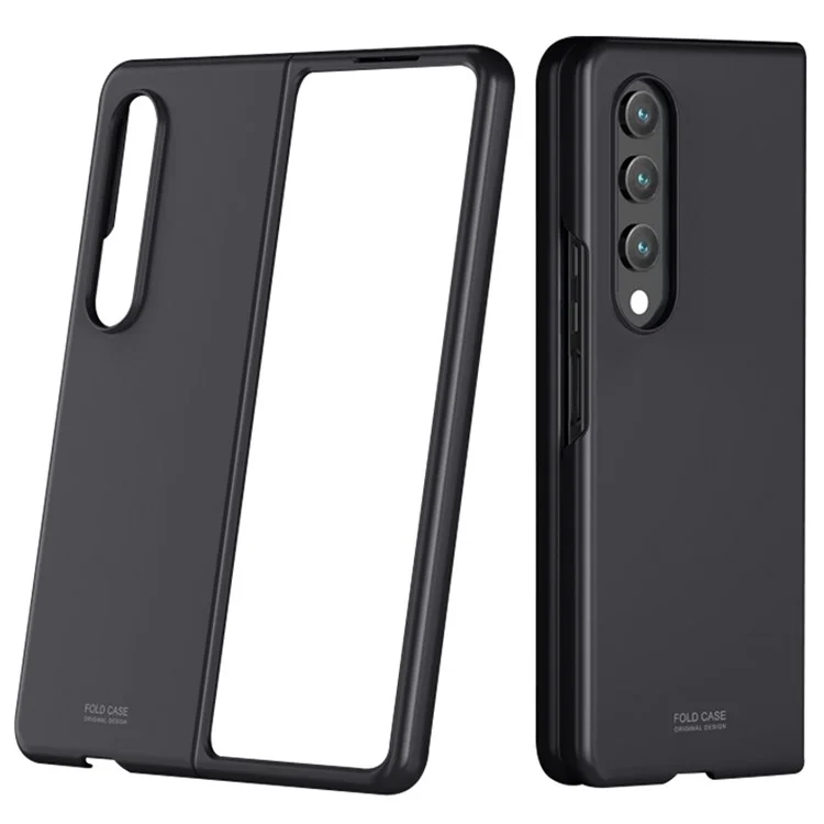 Pour Samsung Galaxy Z Fold4 5G Étui de téléphone portable en PC dur, fini mat, anti-traces de doigts et protecteur - Noir