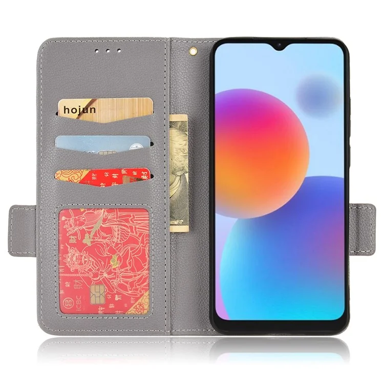 Для ZTE Blade A52 Fall Pression Case Cash Case Magnetic Wallet Stand pu Кожа Litchi Texture Shell - Серый