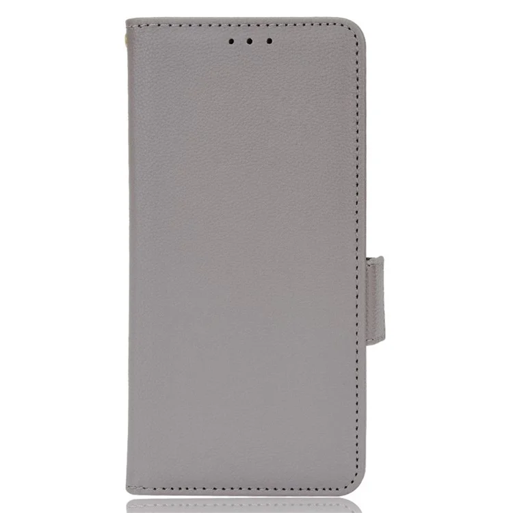 For Nokia C100 4G Protective Phone Case Litchi Texture Wallet Stand Feature PU Leather Anti-fall Magnetic Shell - Grey