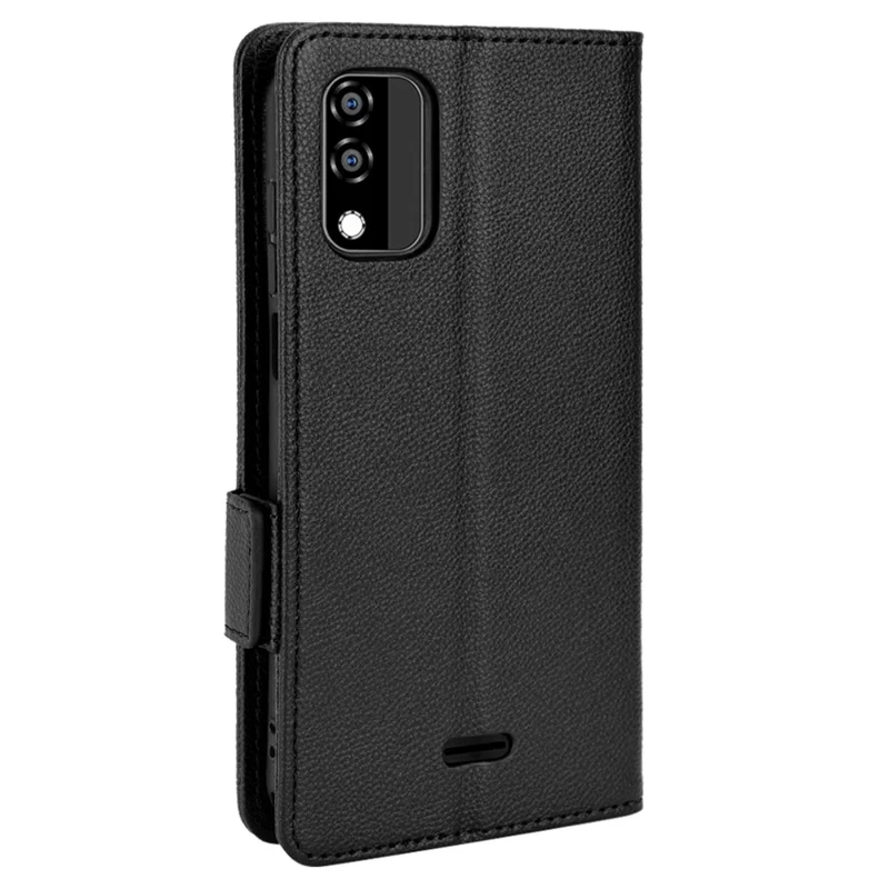 Für Blu C5 Max Anti-kratzer-mobiltelefon Hülle Magnetwallet Ständer PU Leder Litchi Textur Shell - Schwarz