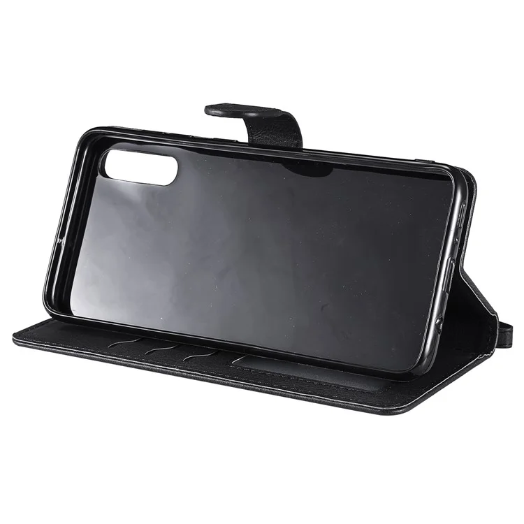 For Samsung Galaxy A50 / A50s / A30s Case 2 in 1 Detachable Magnetic Leather Wallet Mobile Cover with Strap - Black
