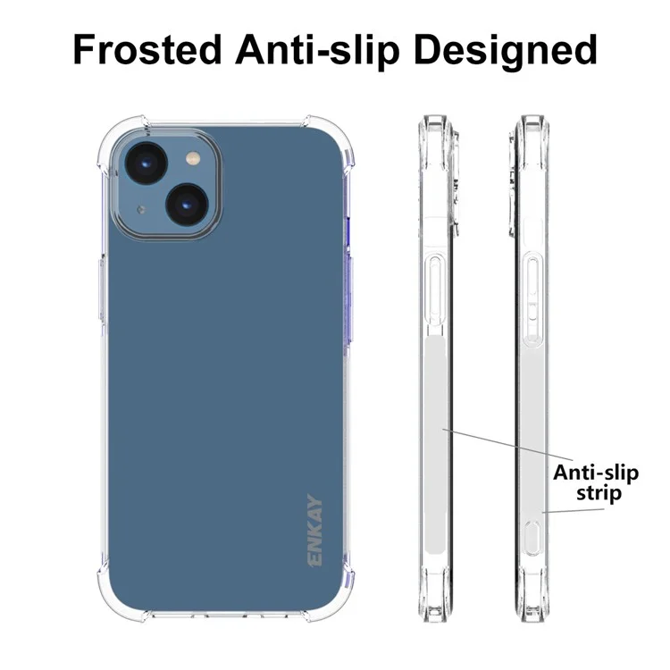 ENKAY HAT PRINCE для iPhone 14 6.1 дюйма Anti-scratch Clear Thickened Corners Phone Case Anti-slip Strip Edge Drop-proof TPU Back Cover