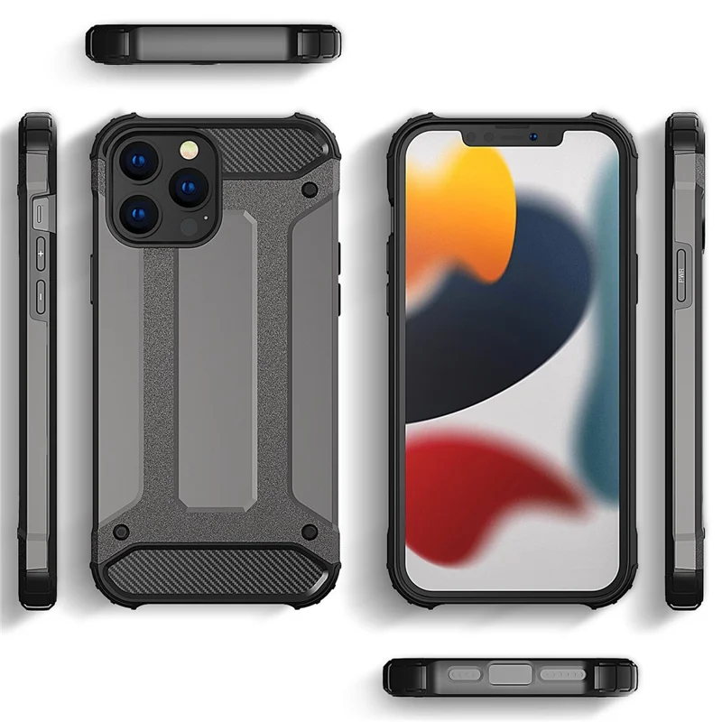 For iPhone 14 Pro Max 6.7 inch Shockproof Phone Case TPU + PC Anti-wear Back Cover Dust-proof Phone Shell - Black