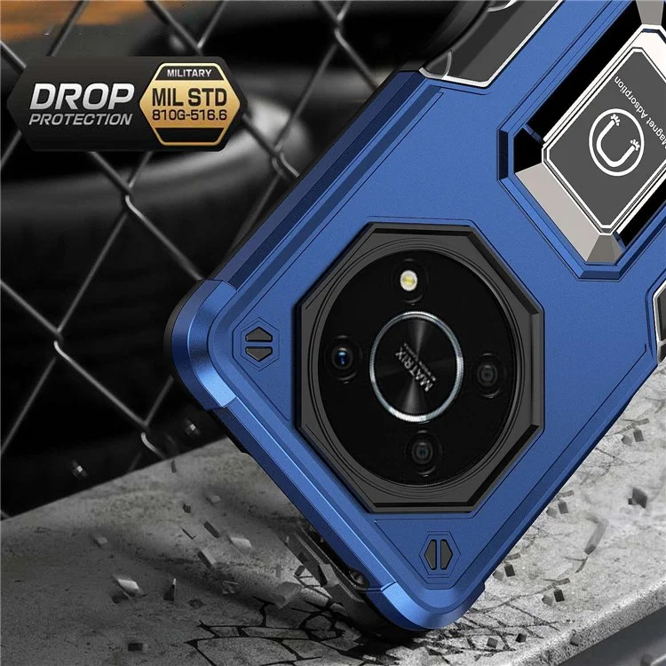 For Honor X9 4G / 5G Hard PC Soft TPU Hybrid Phone Case Drop-proof Ring Kickstand Protective Cover - Mint Green