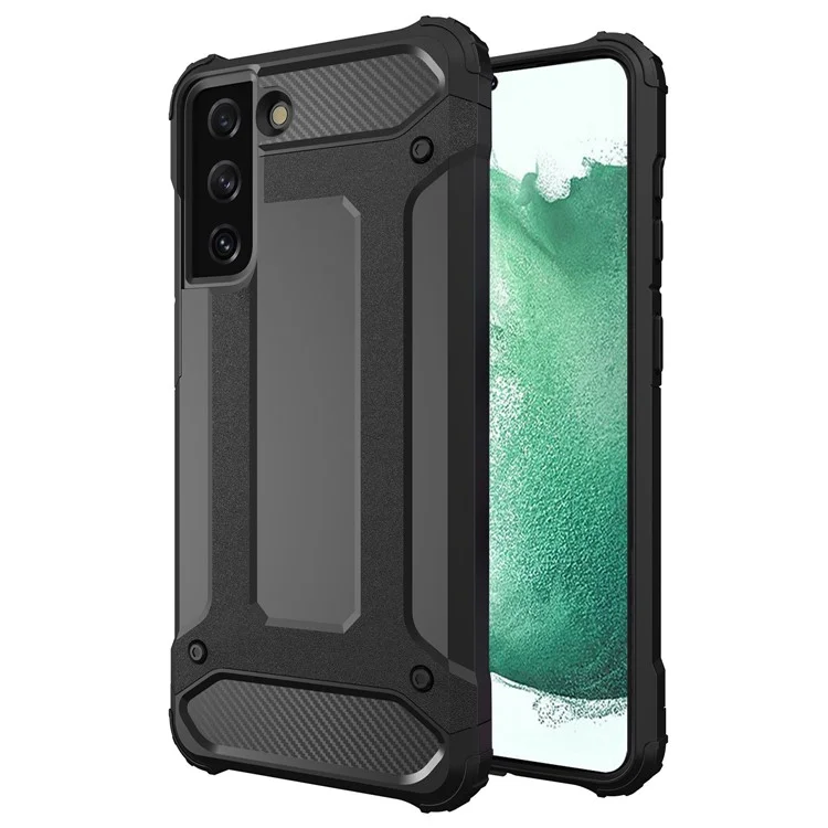For Samsung Galaxy S22+ 5G Anti-drop Phone Case TPU + PC  Protective Back Cover Dust-proof Phone Shell - Black