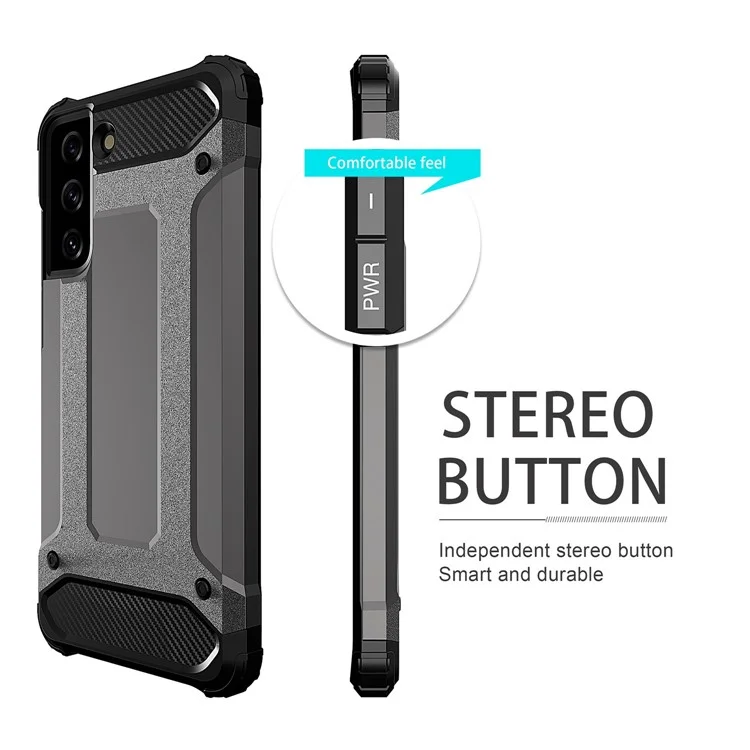 For Samsung Galaxy S22+ 5G Anti-drop Phone Case TPU + PC  Protective Back Cover Dust-proof Phone Shell - Black