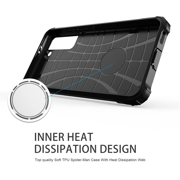 For Samsung Galaxy S22+ 5G Anti-drop Phone Case TPU + PC  Protective Back Cover Dust-proof Phone Shell - Black