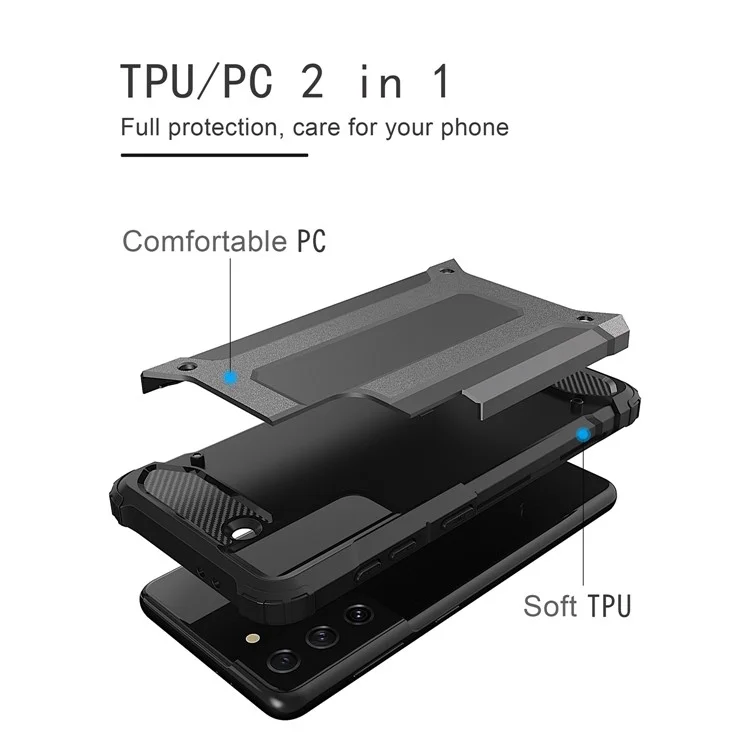 For Samsung Galaxy S22+ 5G Anti-drop Phone Case TPU + PC  Protective Back Cover Dust-proof Phone Shell - Black