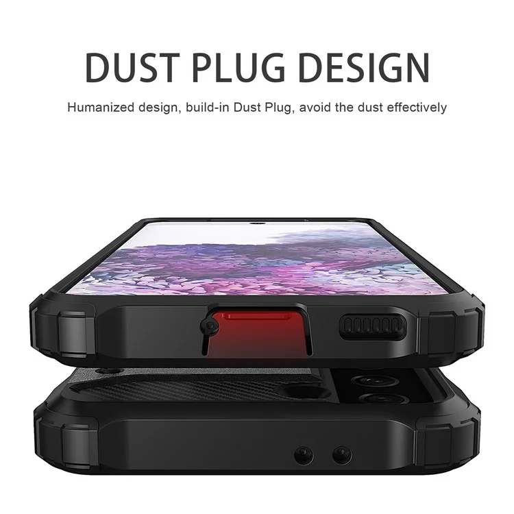 For Samsung Galaxy S22+ 5G Anti-drop Phone Case TPU + PC  Protective Back Cover Dust-proof Phone Shell - Black