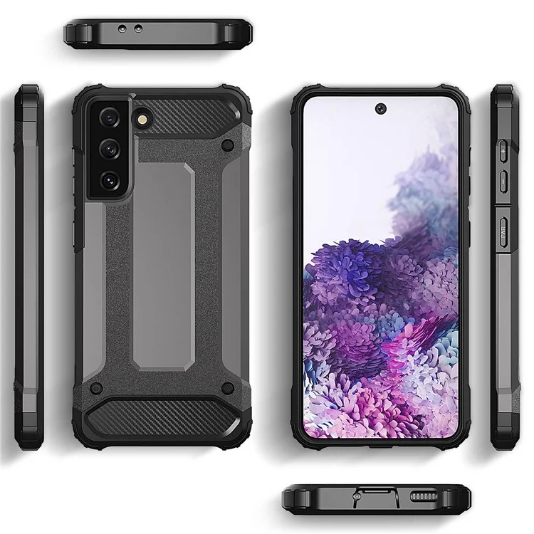 For Samsung Galaxy S22+ 5G Anti-drop Phone Case TPU + PC  Protective Back Cover Dust-proof Phone Shell - Black