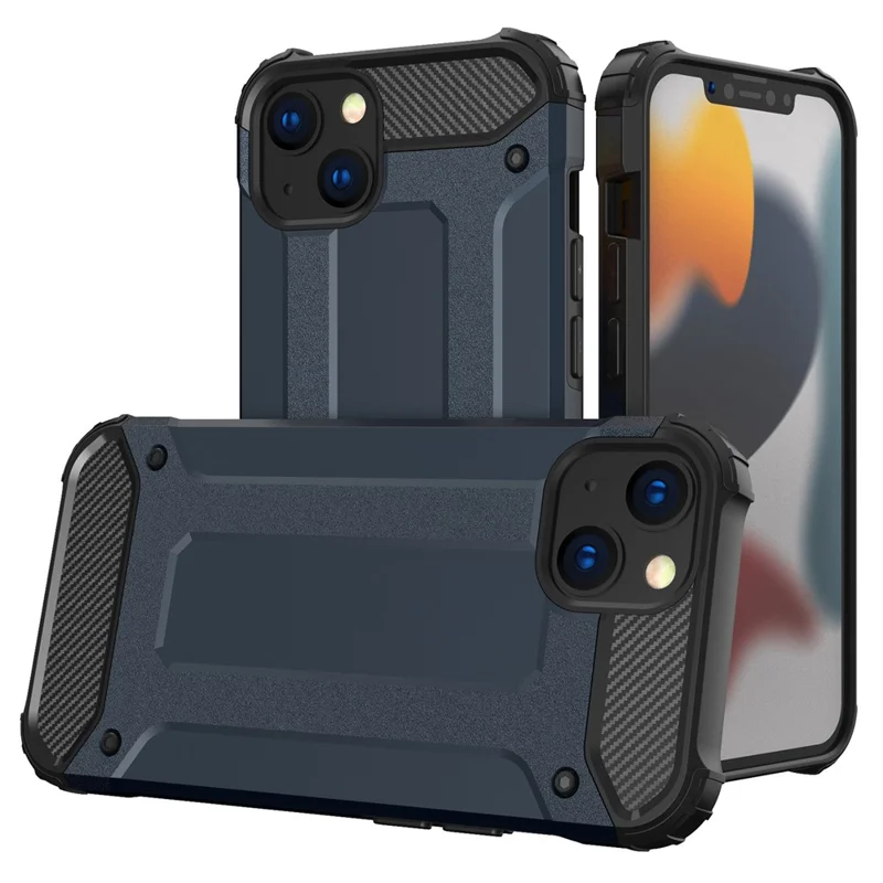 For iPhone 14 6.1 inch Drop-proof Phone Case TPU + PC Mobile Phone Back Cover with Inner Heat Dissipation Design - Navy Blue