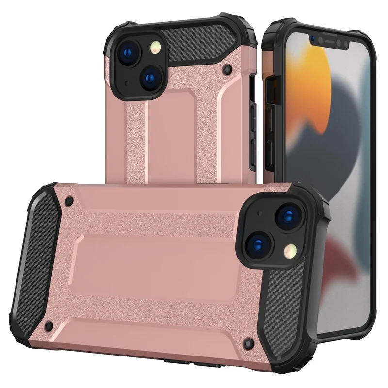 For iPhone 14 6.1 inch Drop-proof Phone Case TPU + PC Mobile Phone Back Cover with Inner Heat Dissipation Design - Rose Gold