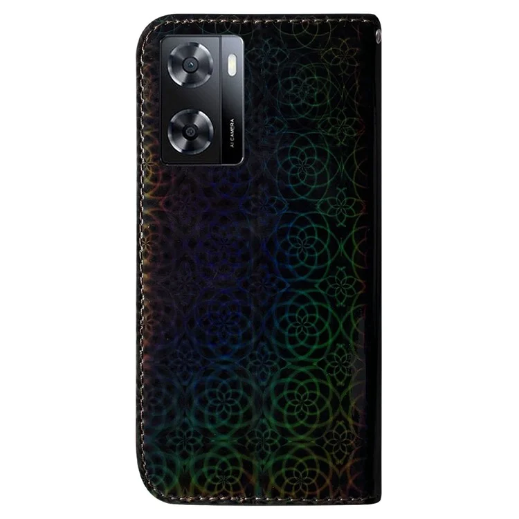 Für Oppo A57 4g / A57 (2022) 5G / A77 5G / Realme Q5i / V23 5g / Narzo 50 5G Stylish Flip Leder Brieftaschenstil Phone Hülle Mit Schillernden Blumenmuster Gut Geschützter Abdeckung - Schwarz