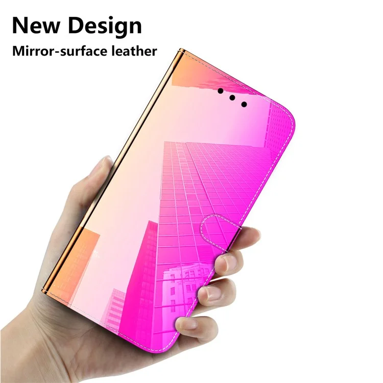 Per Oppo A57 4G / A57 (2022) 5G / A77 5G / Realme Q5i / V23 5G / Narzo 50 5G Servizio a Specchio Serra Portafoglio Case di Pelle in Pelle PU Con Cinturino - Rosa