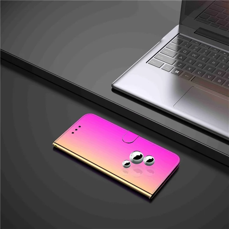 Per Oppo A57 4G / A57 (2022) 5G / A77 5G / Realme Q5i / V23 5G / Narzo 50 5G Servizio a Specchio Serra Portafoglio Case di Pelle in Pelle PU Con Cinturino - Rosa