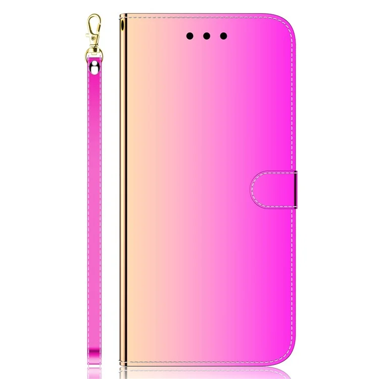 Per Oppo A57 4G / A57 (2022) 5G / A77 5G / Realme Q5i / V23 5G / Narzo 50 5G Servizio a Specchio Serra Portafoglio Case di Pelle in Pelle PU Con Cinturino - Rosa