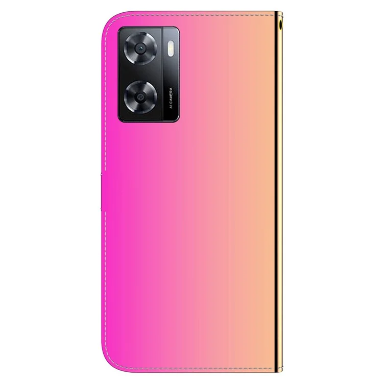 Per Oppo A57 4G / A57 (2022) 5G / A77 5G / Realme Q5i / V23 5G / Narzo 50 5G Servizio a Specchio Serra Portafoglio Case di Pelle in Pelle PU Con Cinturino - Rosa