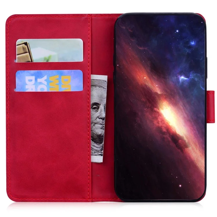 Para o Oppo A57 4G / A57 (2022) 5G / A77 5G / Realme Q5i / V23 5g / Narzo 50 5G PU Catagem de Catura de Catura da Casa de Tiger Padrão Tiger Padrão do Loma - Vermelho