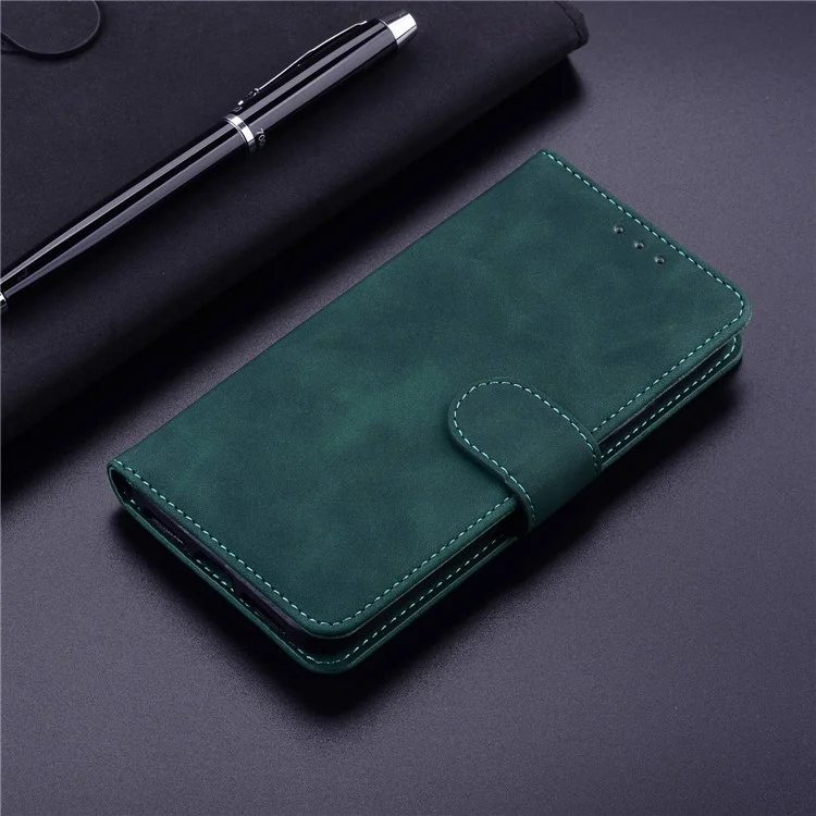 Pour Nokia C21 Anti-chute Couleur Unie Flip Wallet Case PU Cuir Anti-rayures Étui de Protection de Téléphone avec Support - Vert