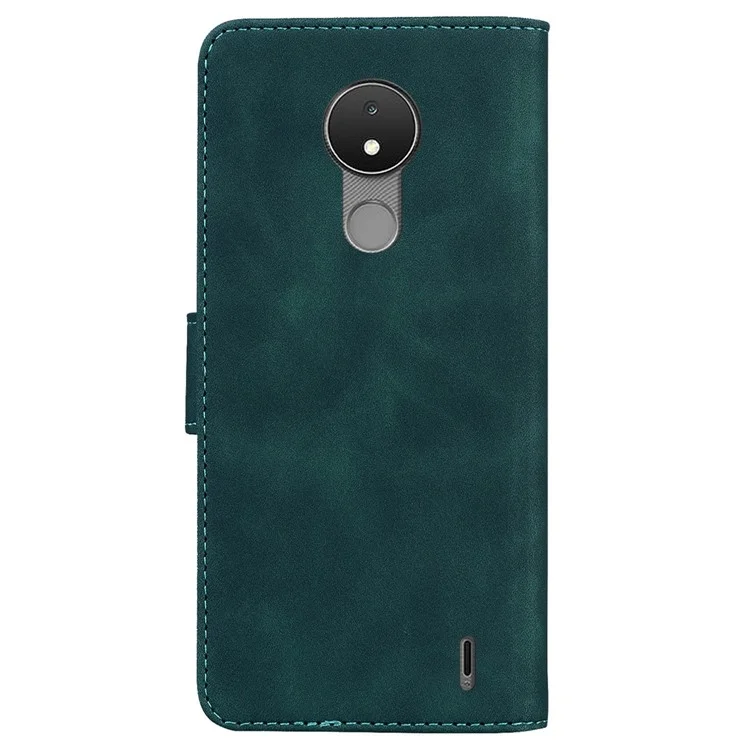 Pour Nokia C21 Anti-chute Couleur Unie Flip Wallet Case PU Cuir Anti-rayures Étui de Protection de Téléphone avec Support - Vert