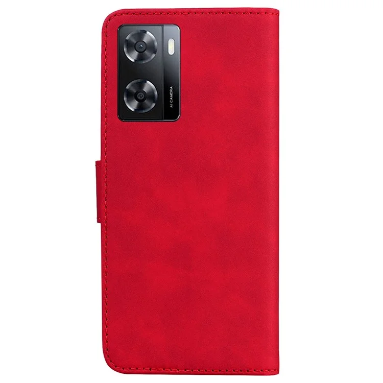 Para o Oppo A57 4G / A57 (2022) 5G / A77 5G / Realme Q5i / V23 5g / Narzo 50 5g Padrões de Borboleta Impressão de Tampa Magnética Tocada de Pele PU Caixa - Vermelho
