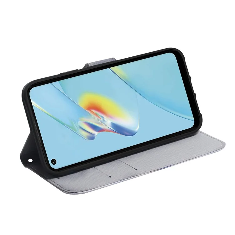 Para o Oppo A57 4G / A57 (2022) 5G / A77 5G / Realme Q5i / Narzo 50 5G / V23 5G Padrão de Impressão de Couro Caixa de Telefone da Carteira - Cabeça de Tigre